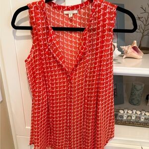 Anthropologie Pleione orange  Patterned Sleeveless Blouse